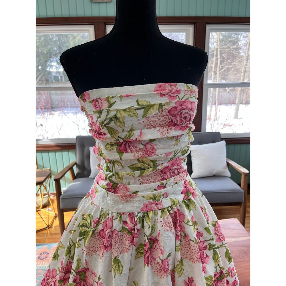 Hello Molly Upon A Cloud Strapless Mini Dress Floral Pink White XL NWT HM8072-1 - Picture 3 of 9